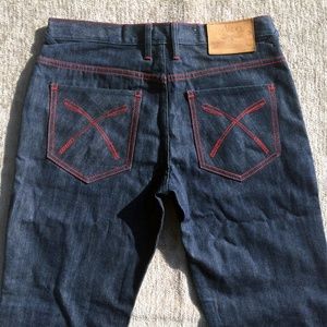 Akoo Dark Wash Denim Jeans Red Contrast Stitching